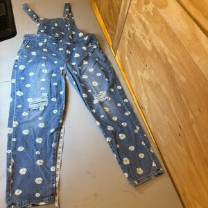 MISSLOOK Blue Floral Denim Overalls